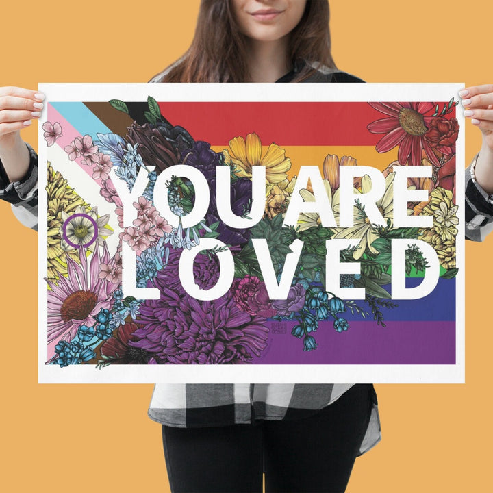 You Are Loved Poster - LGBTQ Progress Pride Flag Poster