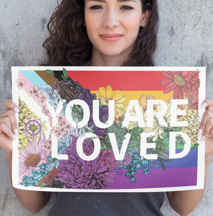 You Are Loved Poster - LGBTQ Progress Pride Flag Poster